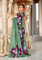 MEERI SOFT MULMUL COTTON AND COMFORT FABRIC GREEN SAREE