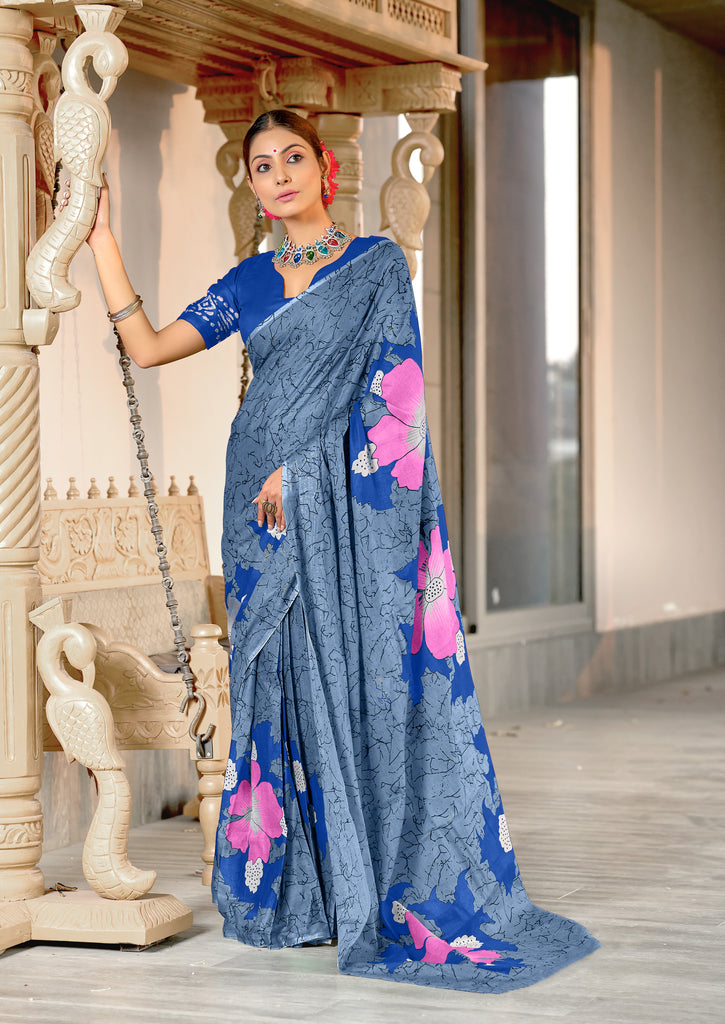 MEERI SOFT MULMUL COTTON AND COMFORT FABRIC LIGHT GREY SAREE