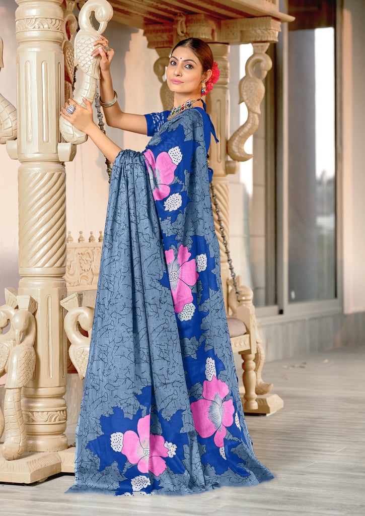 MEERI SOFT MULMUL COTTON AND COMFORT FABRIC LIGHT GREY SAREE