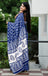 MISS JULIYANA PRIMUM COTTON JAIPUR BAGRU PRINTED COTTON MULMUL BLUE SAREE