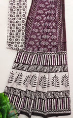 MISS JULIYANA PRIMUM COTTON JAIPUR BAGRU PRINTED COTTON MULMUL BROWN SAREE