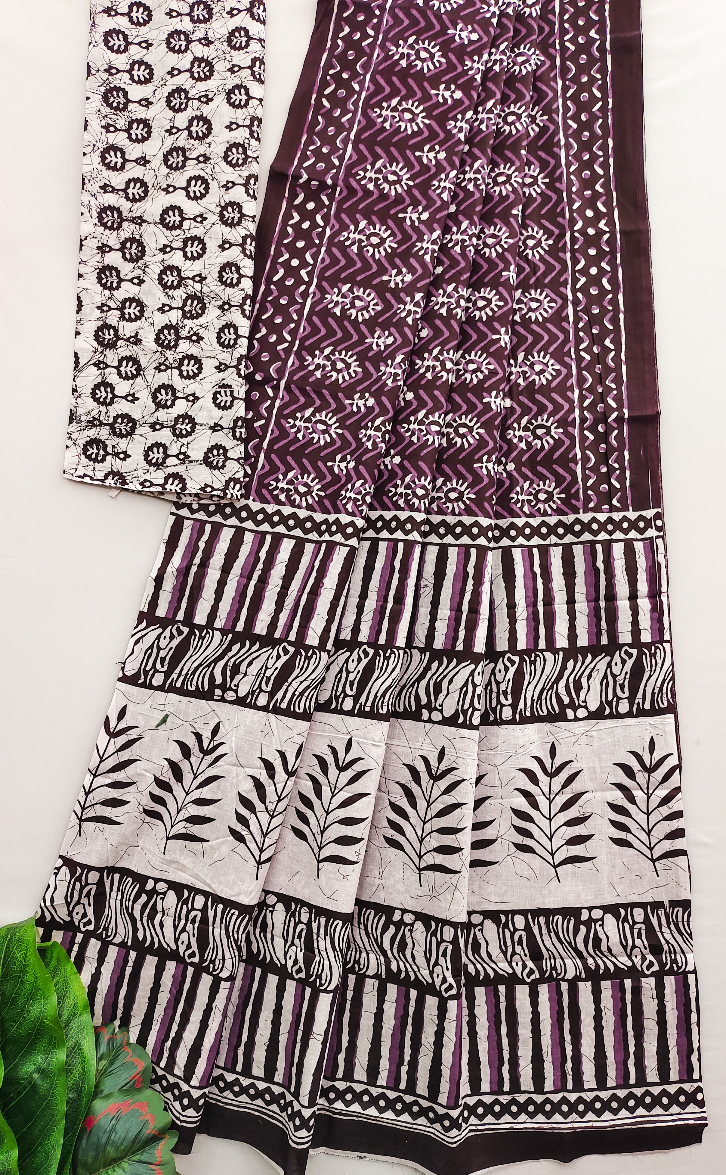 MISS JULIYANA PRIMUM COTTON JAIPUR BAGRU PRINTED COTTON MULMUL BROWN SAREE
