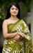 MISS JULIYANA PRIMUM COTTON JAIPUR BAGRU PRINTED COTTON MULMUL MAHENDI GREEN SAREE