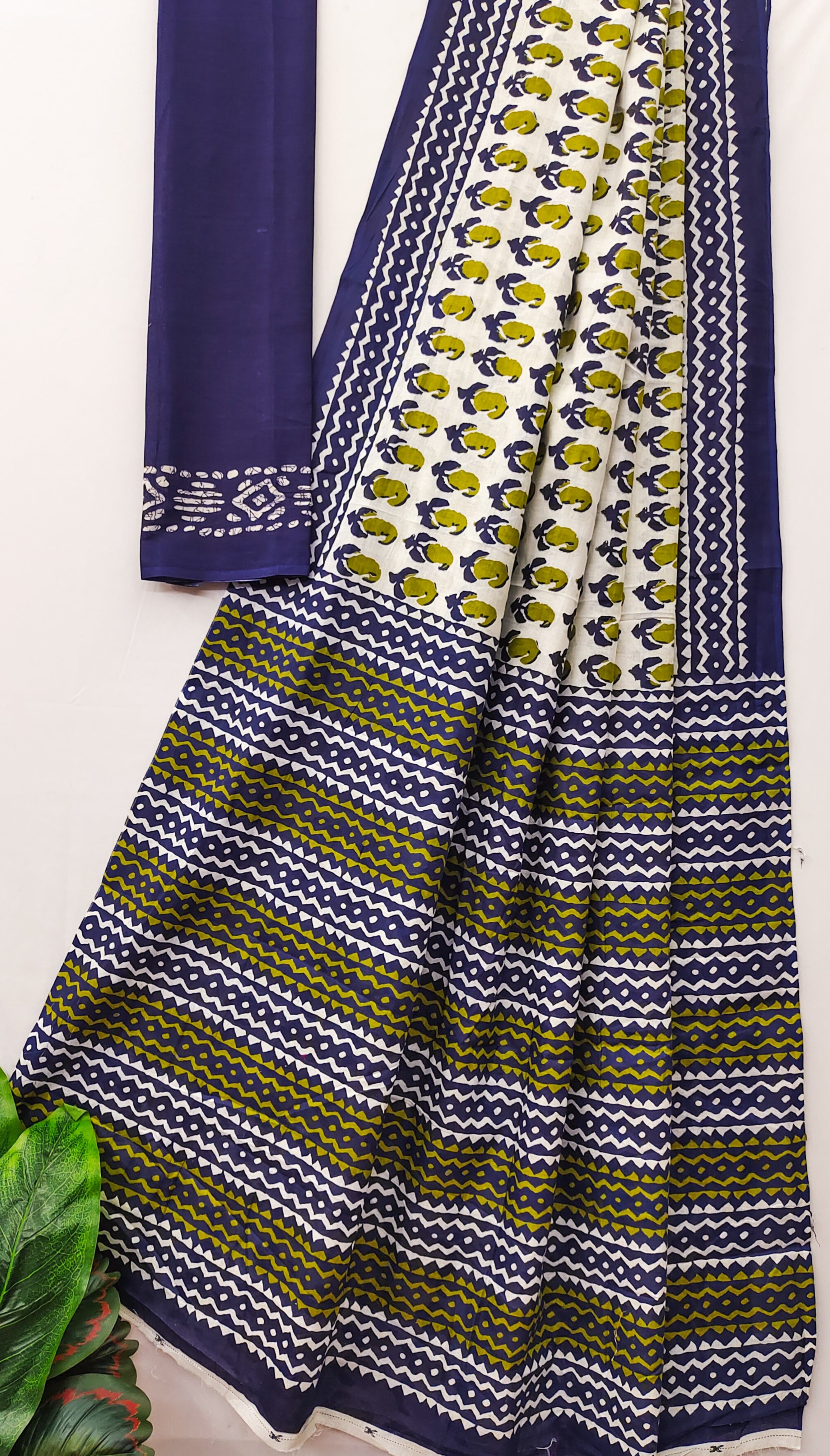 MISS JULIYANA PRIMUM COTTON JAIPUR BAGRU PRINTED COTTON MULMUL GREEN SAREE