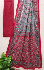 MISS JULIYANA PRIMUM COTTON JAIPUR BAGRU PRINTED COTTON MULMUL GREY SAREE