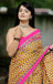 MISS JULIYANA PRIMUM COTTON JAIPUR BAGRU PRINTED COTTON MULMUL YELLOW SAREE