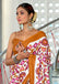 NAYANTHARA PURE MULMUL COTTON IKKAT PRINTD MUSTARD AND PINK SAREE