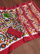 NAYANTHARA PURE MULMUL COTTON IKKAT PRINTD RED AND YELLOW SAREE