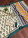 NIRMALA PURE MULMUL COTTON HAND BLOCK PRINT GREEN SAREE