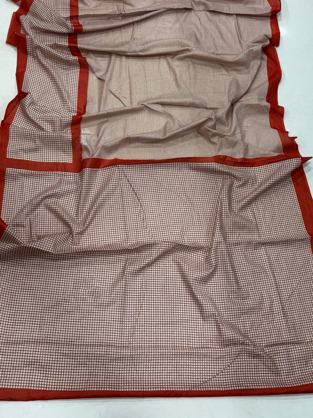 OFFICE TIME SOFT PURE COTTON FANCY TRANDING OFFICE WEAR JAIPUR BLOCK PRINT BEAGE RED SAREE