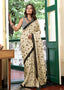PANCHI INDIAN STYLE PURE COTTON BLOCK PRINT CREAM SAREE