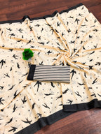 PANCHI INDIAN STYLE PURE COTTON BLOCK PRINT CREAM SAREE