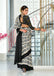 PARIBHASHA PURE MULMUL COTTON FANCY HAND BLOCK PRINT WHITE AND BLACK SAREE