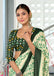 PARIBHASHA PURE MULMUL COTTON FANCY HAND BLOCK PRINT WHITE AND GREEN SAREE
