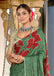 FLORAL BATIK HAND BLOCK STYLE PRINT MULMUL COTTON GREEN SAREE