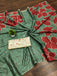 FLORAL BATIK HAND BLOCK STYLE PRINT MULMUL COTTON GREEN SAREE