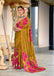 FLORAL BATIK HAND BLOCK STYLE PRINT MULMUL COTTON MUSTARD SAREE
