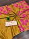 FLORAL BATIK HAND BLOCK STYLE PRINT MULMUL COTTON MUSTARD SAREE