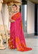 FLORAL BATIK HAND BLOCK STYLE PRINT MULMUL COTTON ORANGE SAREE