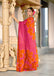 FLORAL BATIK HAND BLOCK STYLE PRINT MULMUL COTTON ORANGE SAREE