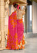 FLORAL BATIK HAND BLOCK STYLE PRINT MULMUL COTTON ORANGE SAREE