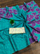 FLORAL BATIK HAND BLOCK STYLE PRINT MULMUL COTTON TEAL GREEN SAREE