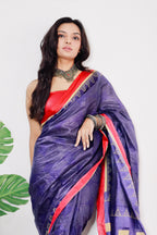 PARV SOFT PURE COTTON BAGRU BANDHANI HAND BLOCK PRINT NEVY BLUE SAREE