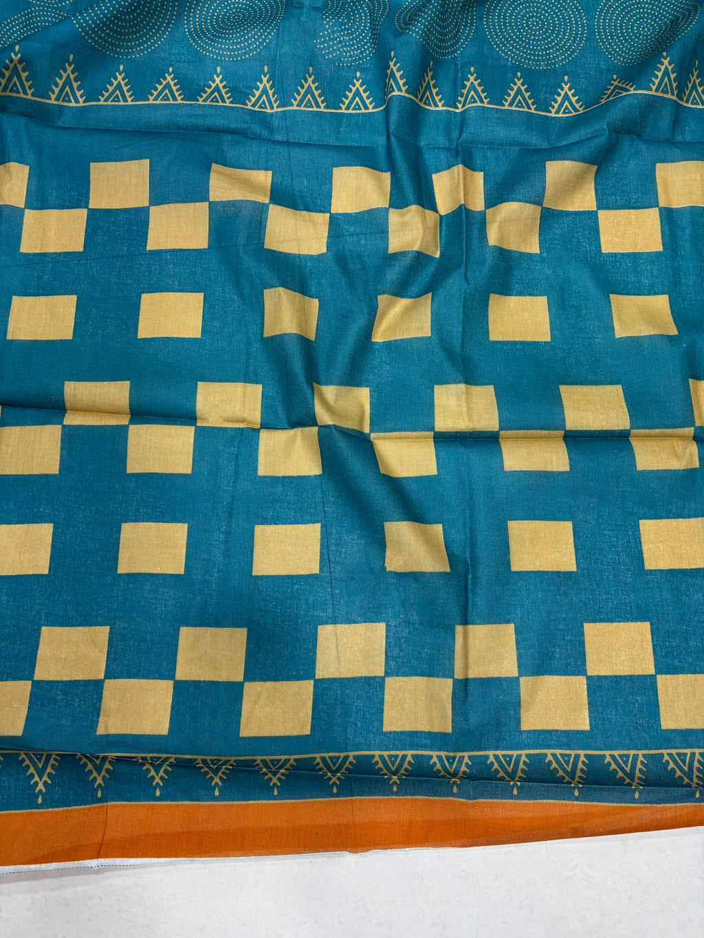 PARV SOFT PURE COTTON BAGRU BANDHANI HAND BLOCK PRINT BLUE SAREE