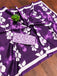 PETAL PARADISE FLORAL HAND PRINT MULMUL COTTON PURPLE SAREE