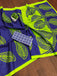 PRANAVI PURE MULMUL MORDAN HAND BLOCK PRINTD BLUE SAREE