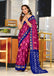 PREKSHA PURE MULMUL IKKAT HAND BLOCK PRINTD PINK SAREE