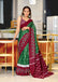 PREMWATHI PURE MULMUL COTTON IKKAT POCHAMPALLY HAND PRINTED BOTTAL GREEN SAREE