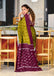 PREMWATHI PURE MULMUL COTTON IKKAT POCHAMPALLY HAND PRINTED OLIVE GREEN SAREE