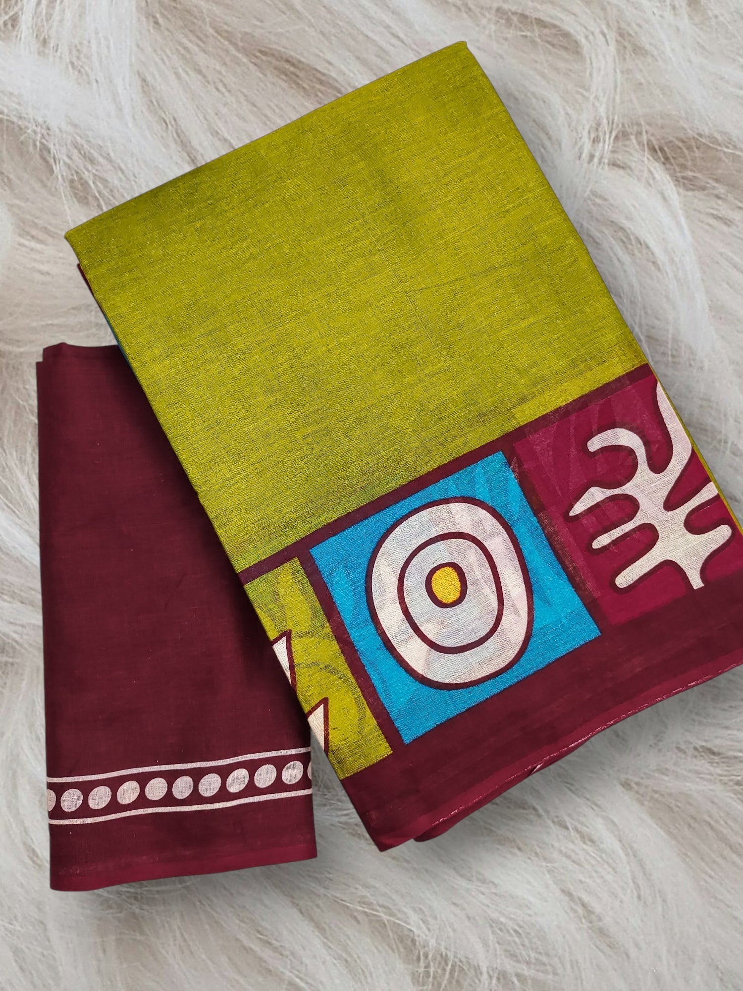 BAGRU BLOCK PRINT  MULMUL COTTON MEHNDI GREEN SAREE