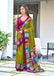 BAGRU BLOCK PRINT  MULMUL COTTON MEHNDI GREEN SAREE