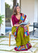 BAGRU BLOCK PRINT  MULMUL COTTON MEHNDI GREEN SAREE