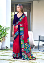 BAGRU BLOCK PRINT  MULMUL COTTON PINK SAREE