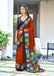 BAGRU BLOCK PRINT  MULMUL COTTON RED SAREE