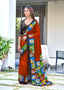 BAGRU BLOCK PRINT  MULMUL COTTON RED SAREE