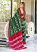 RASHMIKA PURE MULMUL COTTON IKKAT PRINTD GREEN SAREE