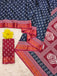 RASHMI PURE MULMUL HAND BLOCK PRINT WITH HEVAY ZARI BODAR BLUE AND PINK SAREE