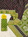 RASHMI PURE MULMUL HAND BLOCK PRINT WITH HEVAY ZARI BODAR BROWN AND GREEN SAREE