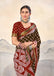 RASHMI PURE MULMUL HAND BLOCK PRINT WITH HEVAY ZARI BODAR BROWN AND RED SAREE