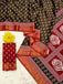 RASHMI PURE MULMUL HAND BLOCK PRINT WITH HEVAY ZARI BODAR BROWN AND RED SAREE