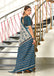 RUTBA PURE MULMUL COTTON BAGRU PRINTED BLUE SAREE