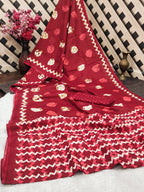 SAMRUDHI SOFT PURE COTTON FANCY BAGRU PRINT RED SAREE