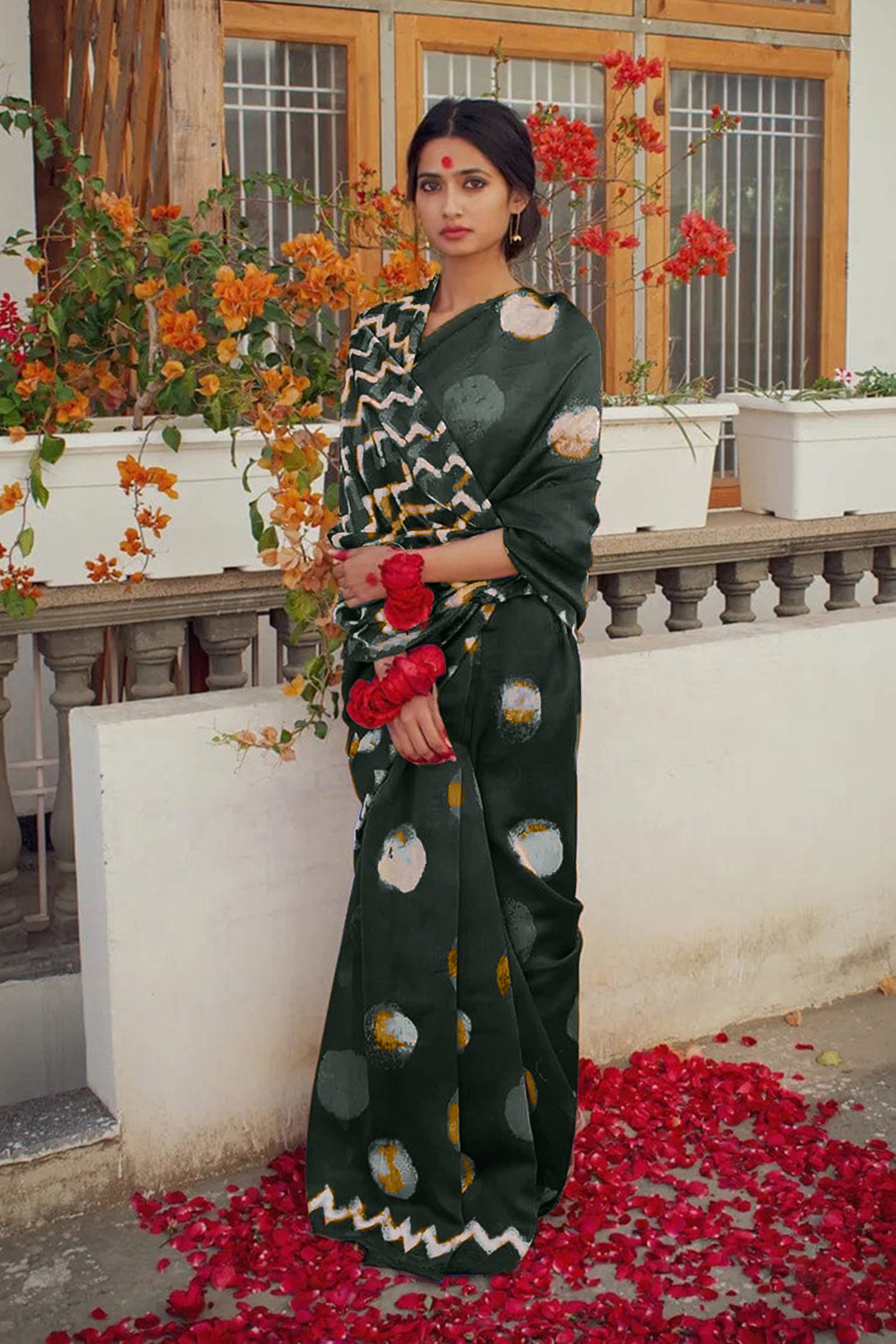 SAMRUDHI SOFT PURE COTTON FANCY BAGRU PRINT GREEN SAREE