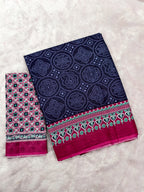 SANMATHI PURE MULMUL COTTON BANDHANI PRINTD NAVY BLUE SAREE