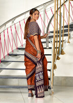 SANMATHI PURE MULMUL COTTON BANDHANI PRINTD RUST ORANGE SAREE