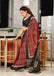 SANSKAR PURE MULMUL COTTON SANSKRIT MANTRAS BLOCK PRINTED MAROON SAREE
